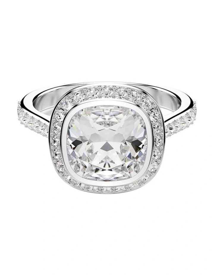 Una Angelic halo ring Cushion cut Rhodium plated in White image 1