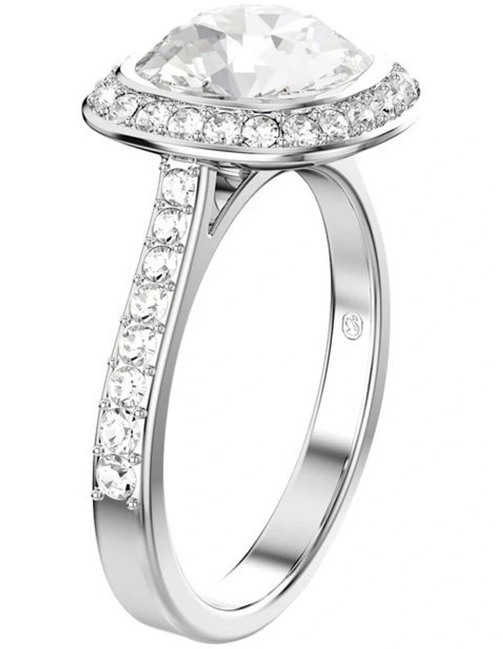 Una Angelic halo ring Cushion cut Rhodium plated in White image 2