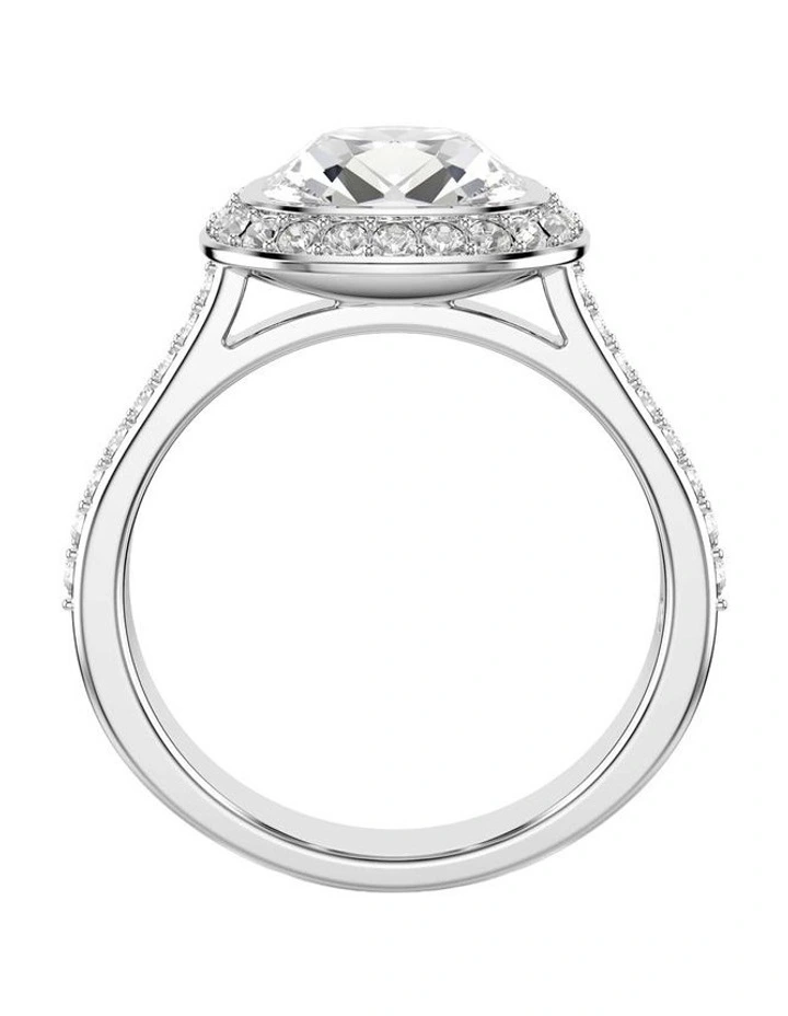 Una Angelic halo ring Cushion cut Rhodium plated in White image 3