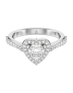 Una Angelic motif ring Mixed cuts Heart Rhodium plated in White