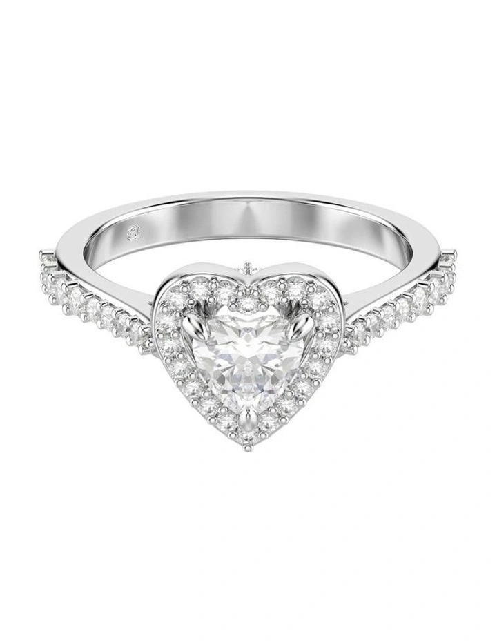 Una Angelic motif ring Mixed cuts Heart Rhodium plated in White image 1