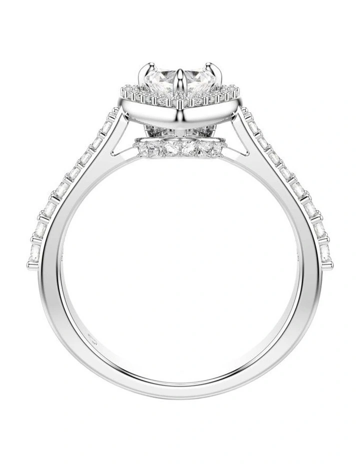 Una Angelic motif ring Mixed cuts Heart Rhodium plated in White image 3