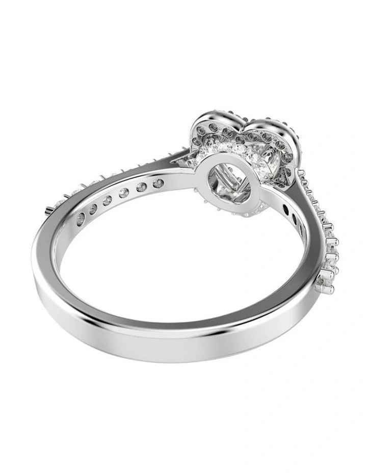 Una Angelic motif ring Mixed cuts Heart Rhodium plated in White image 4