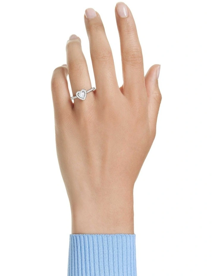 Una Angelic motif ring Mixed cuts Heart Rhodium plated in White image 5