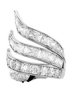 Vienna cocktail ring Mixed cuts Swan Rhodium plated in White