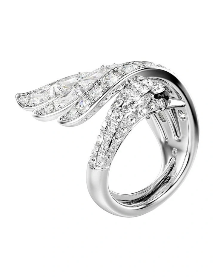 Vienna cocktail ring Mixed cuts Swan Rhodium plated in White image 2