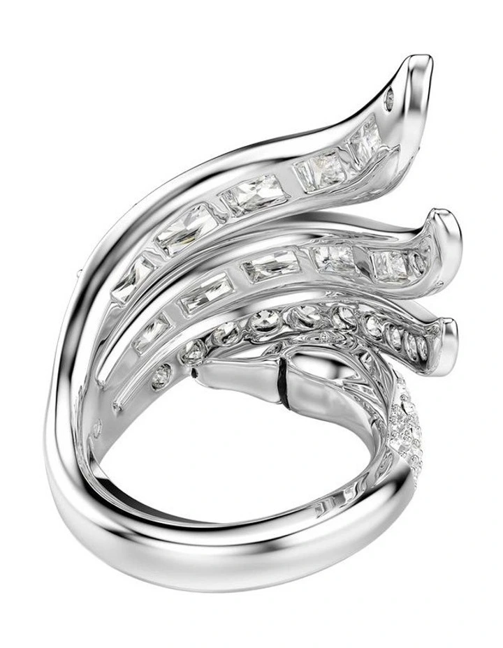 Vienna cocktail ring Mixed cuts Swan Rhodium plated in White image 4