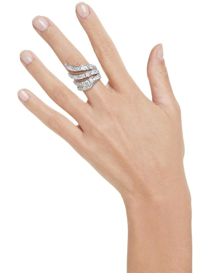 Vienna cocktail ring Mixed cuts Swan Rhodium plated in White image 5