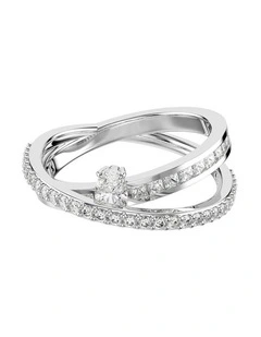 Hyperbola ring Mixed cuts Rhodium plated in White