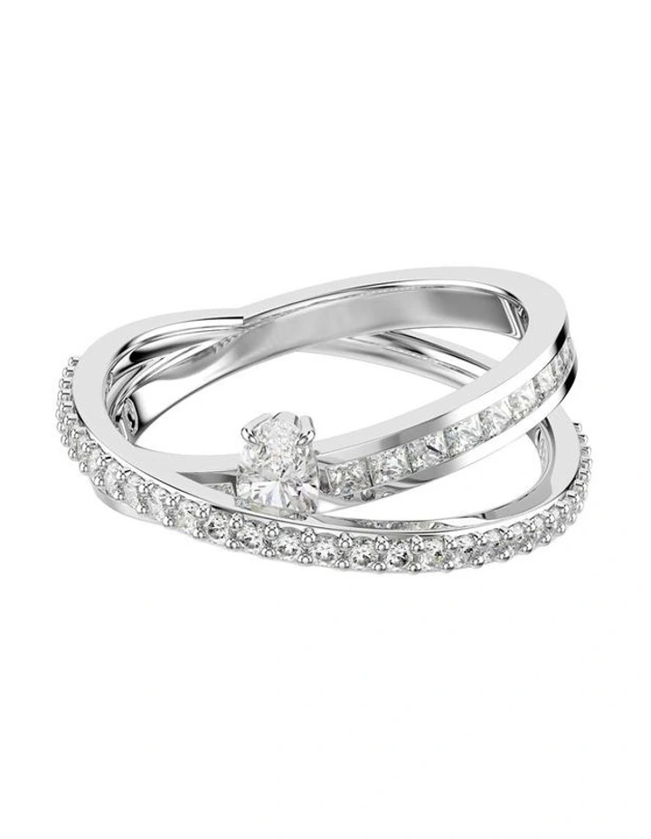 Hyperbola ring Mixed cuts Rhodium plated in White image 1