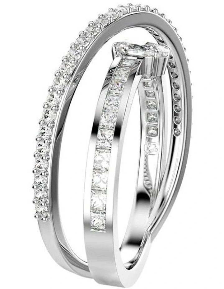 Hyperbola ring Mixed cuts Rhodium plated in White image 2