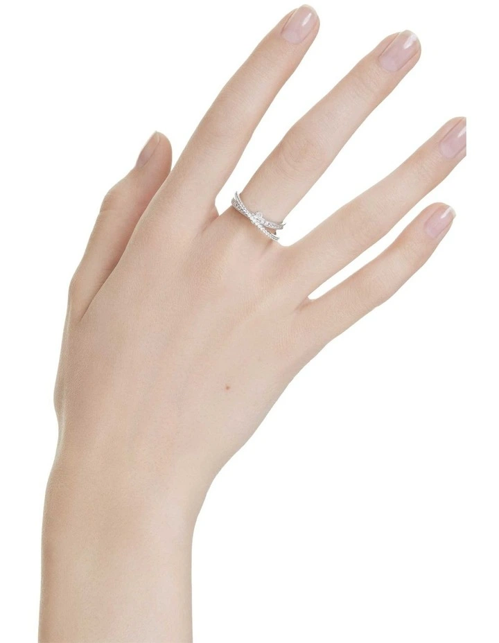 Hyperbola ring Mixed cuts Rhodium plated in White image 5