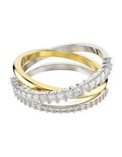 Hyperbola ring Mixed cuts Mixed metal finish in White