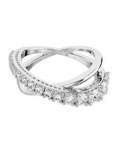 Hyperbola ring Mixed cuts Silver-tone finish in White