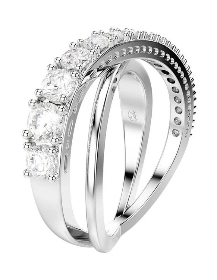 Hyperbola ring Mixed cuts Silver-tone finish in White image 2