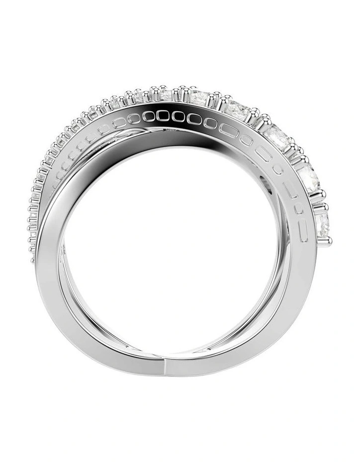 Hyperbola ring Mixed cuts Silver-tone finish in White image 3
