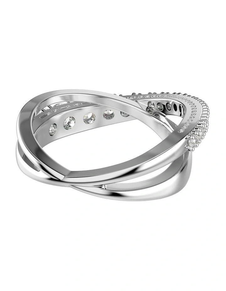 Hyperbola ring Mixed cuts Silver-tone finish in White image 4