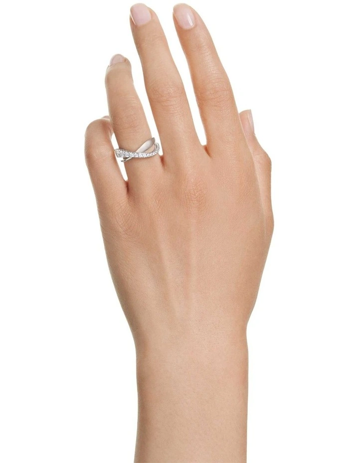 Hyperbola ring Mixed cuts Silver-tone finish in White image 5