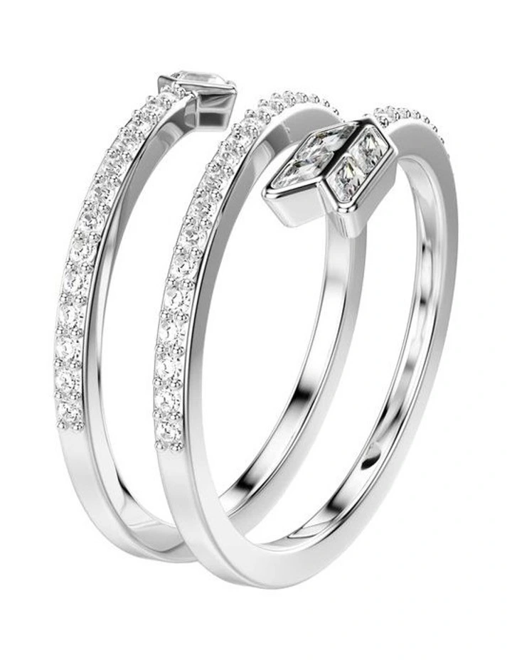 Idyllia motif ring Mixed cuts Arrow Rhodium plated in White image 2