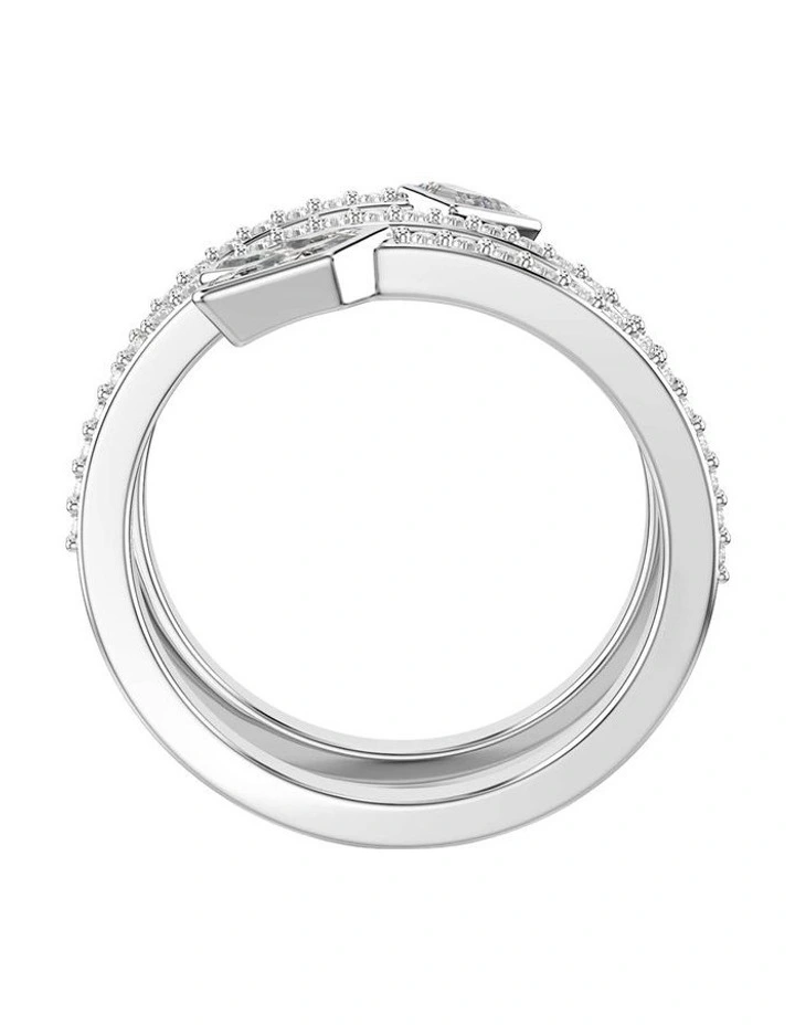 Idyllia motif ring Mixed cuts Arrow Rhodium plated in White image 3