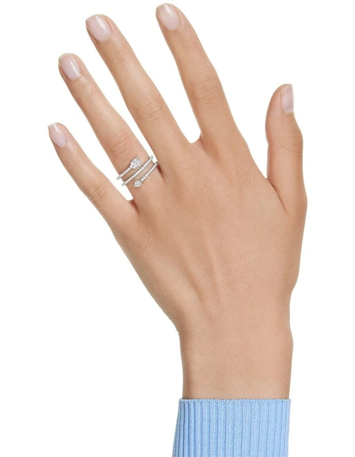 Idyllia motif ring Mixed cuts Arrow Rhodium plated in White image 5