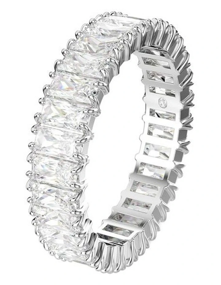 Matrix ring Baguette cut Silver-tone finish in White image 2