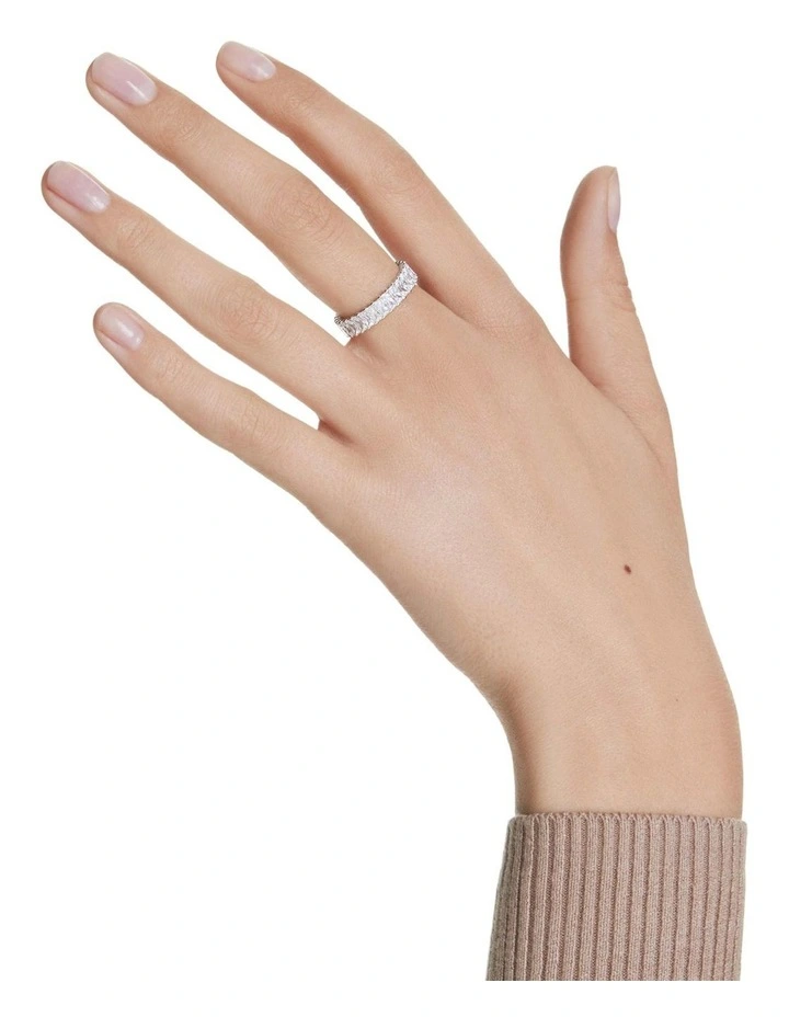 Matrix ring Baguette cut Silver-tone finish in White image 5