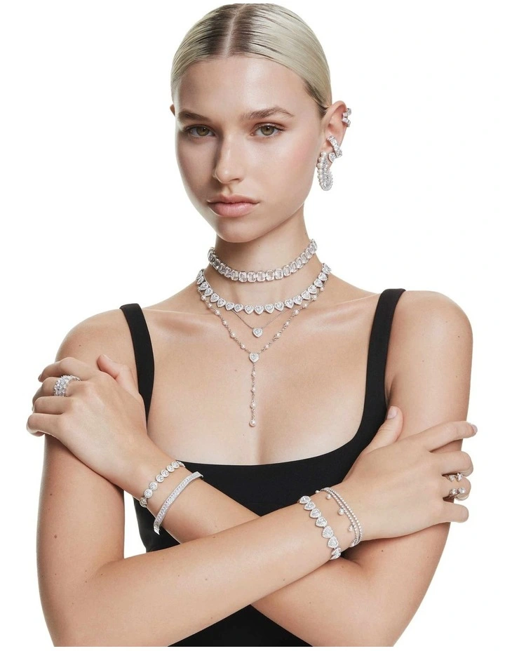 Matrix ring Baguette cut Silver-tone finish in White image 6