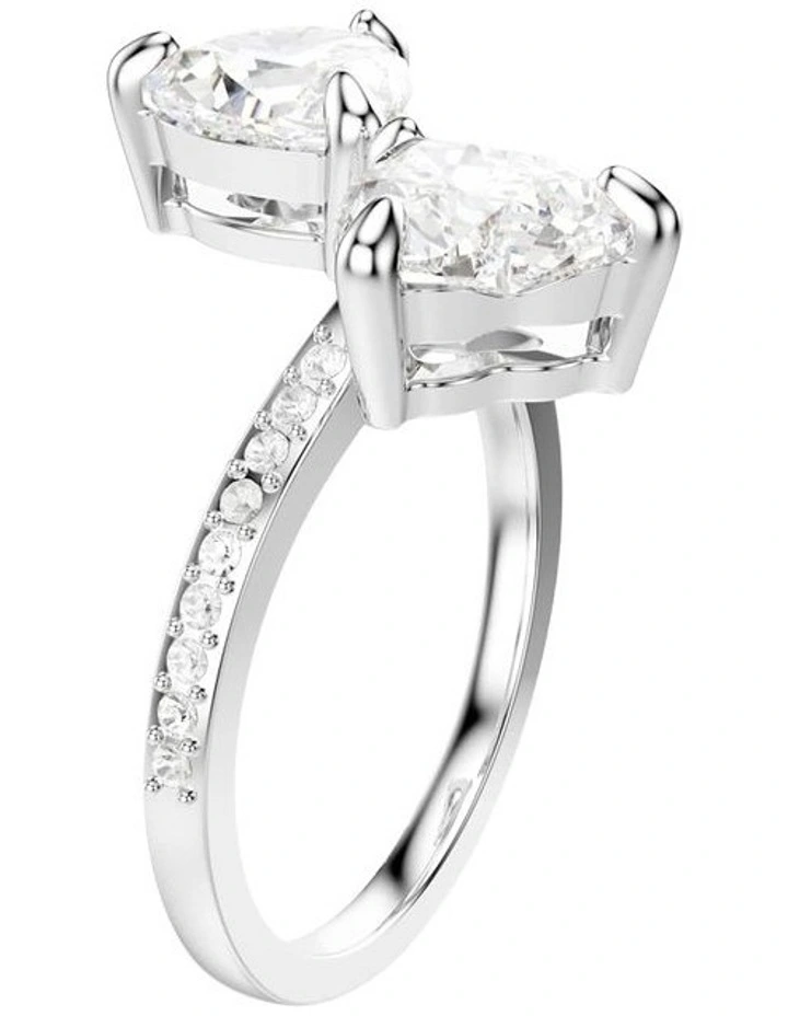 Mesmera open ring Heart cut Pav Rhodium plated in White image 2