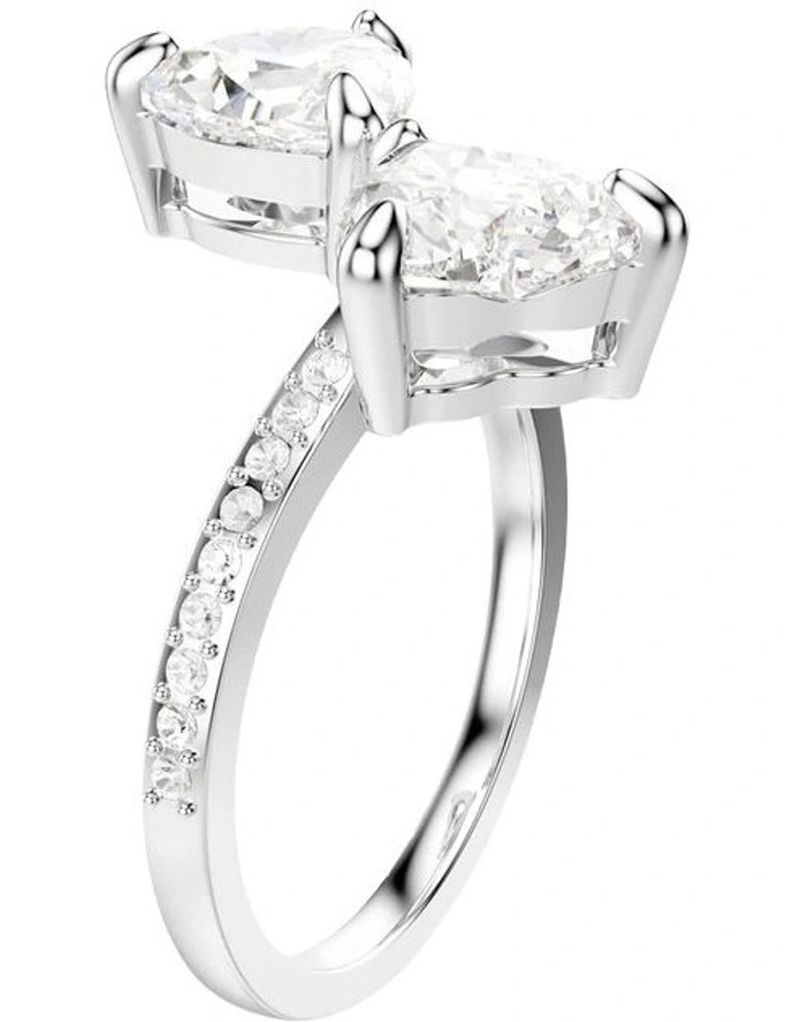 Mesmera open ring Heart cut Pav Rhodium plated in White image 2