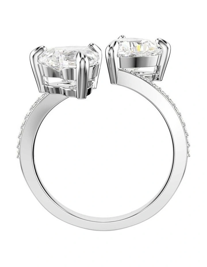 Mesmera open ring Heart cut Pav Rhodium plated in White image 4
