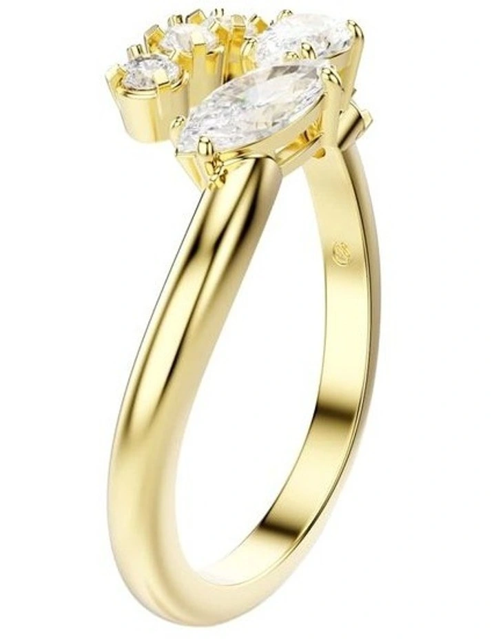 Mesmera open ring Mixed cuts 18K gold finish in White image 2