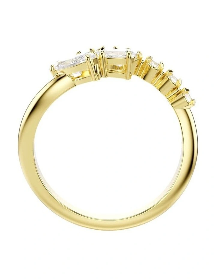 Mesmera open ring Mixed cuts 18K gold finish in White image 3