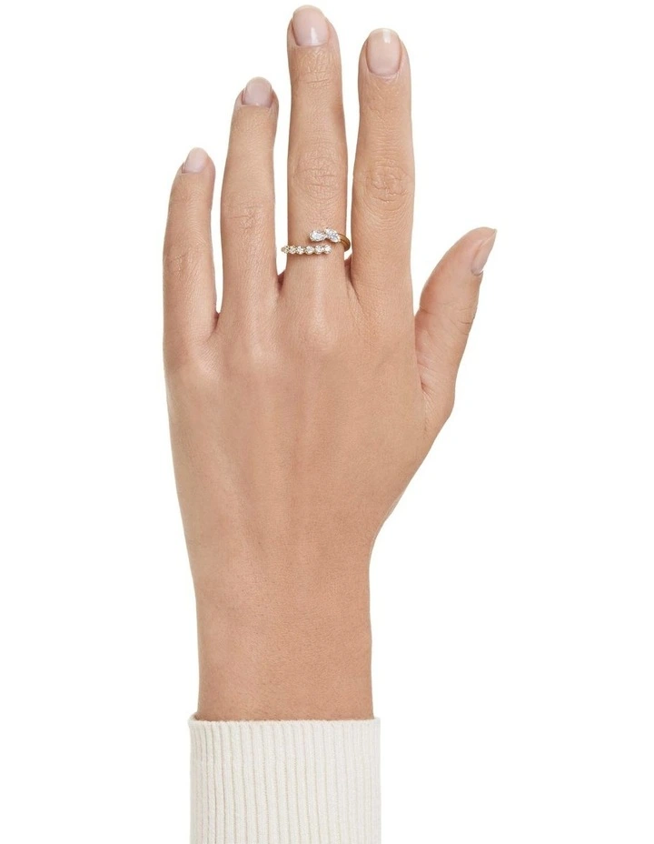 Mesmera open ring Mixed cuts 18K gold finish in White image 5
