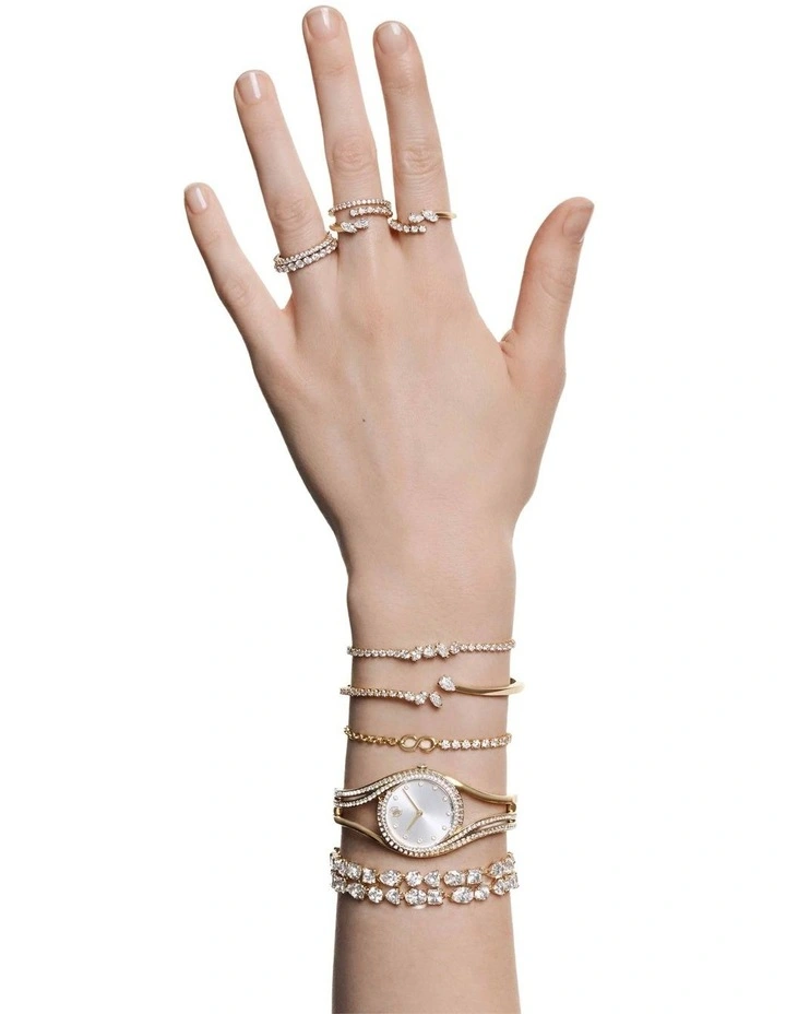 Mesmera open ring Mixed cuts 18K gold finish in White image 6