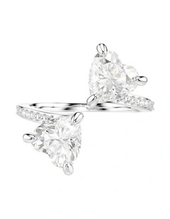 Mesmera open ring Heart cut Pav Rhodium plated in White