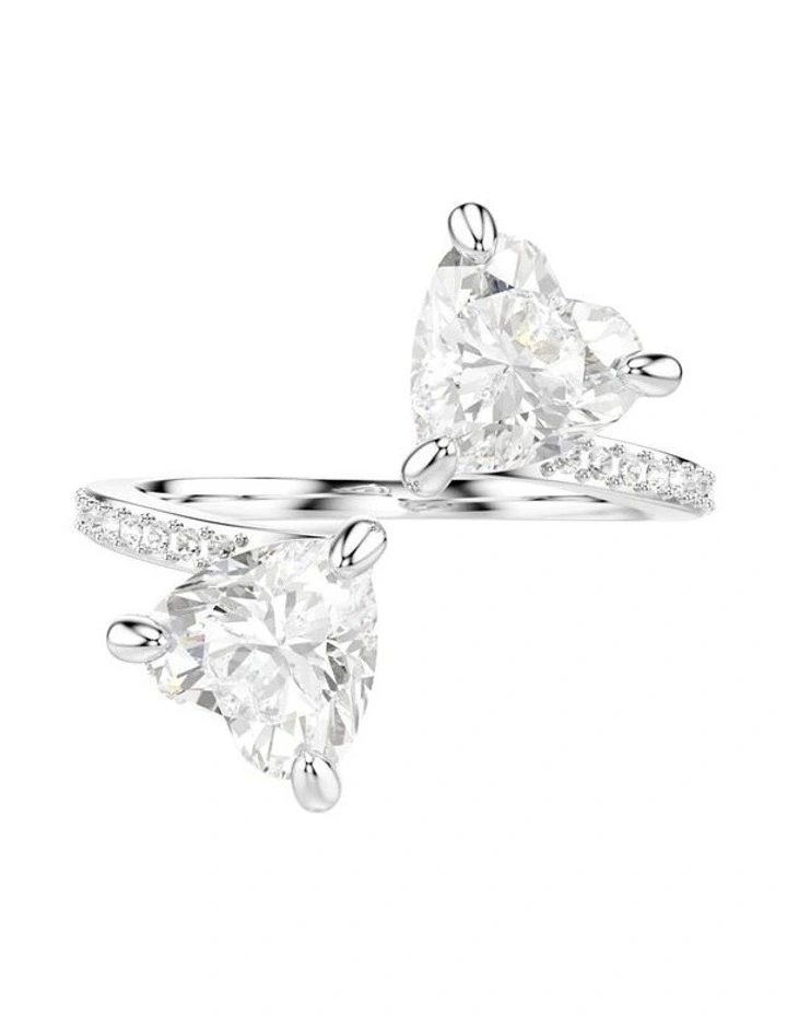 Mesmera open ring Heart cut Pav Rhodium plated in White image 1