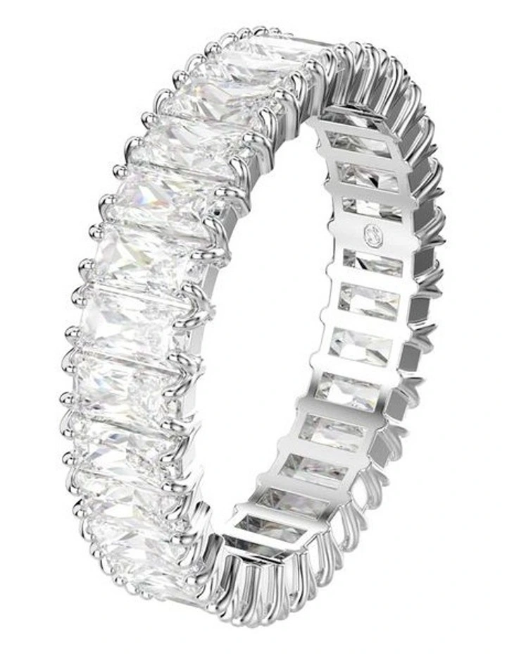 Matrix ring Baguette cut Silver-tone finish in White image 2