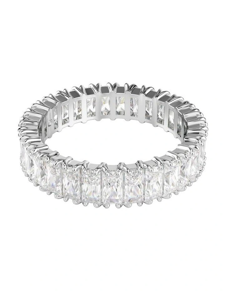 Matrix ring Baguette cut Silver-tone finish in White image 4