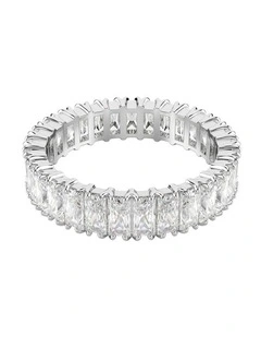 Matrix ring Baguette cut Silver-tone finish in White