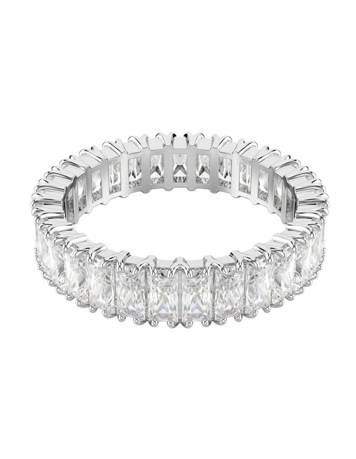 Matrix ring Baguette cut Silver-tone finish in White image 1