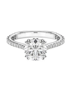 Stilla cocktail ring Round cut Pav Silver-tone finish in White