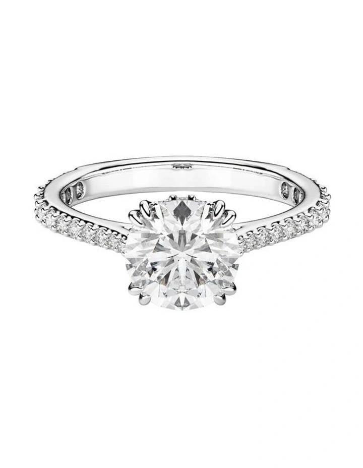 Stilla cocktail ring Round cut Pav Silver-tone finish in White image 1