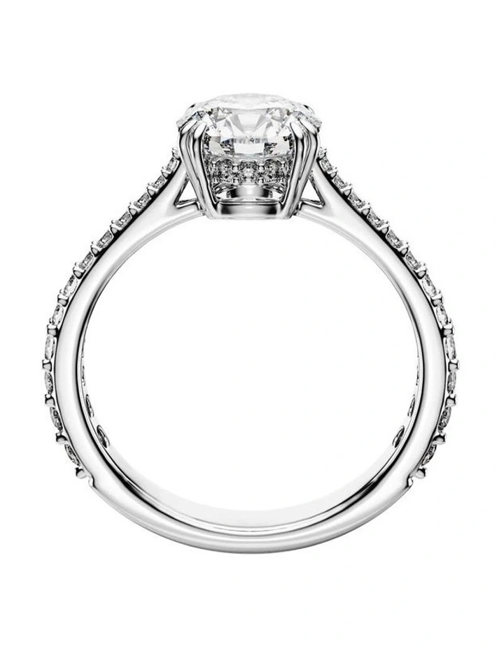 Stilla cocktail ring Round cut Pav Silver-tone finish in White image 3