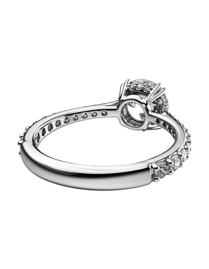 Stilla cocktail ring Round cut Pav Silver-tone finish in White image 4