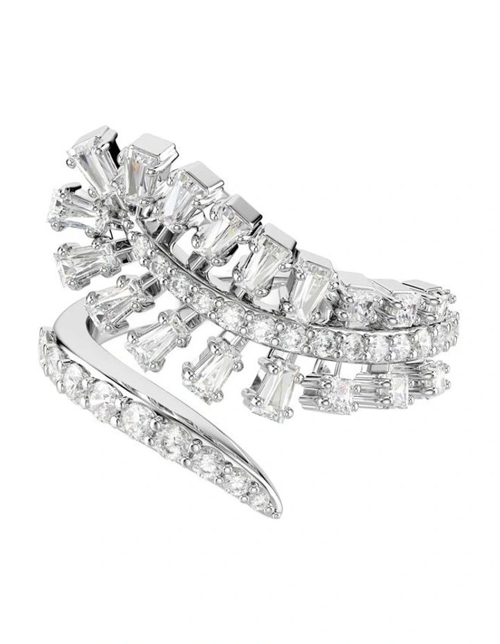 Vienna Mixed Cuts Open Feather Ring in White image 1