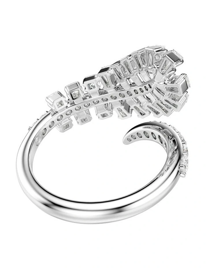Vienna Mixed Cuts Open Feather Ring in White image 4