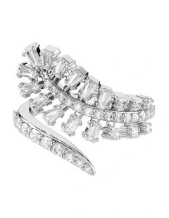 Vienna open ring Mixed cuts Feather Rhodium plated in White
