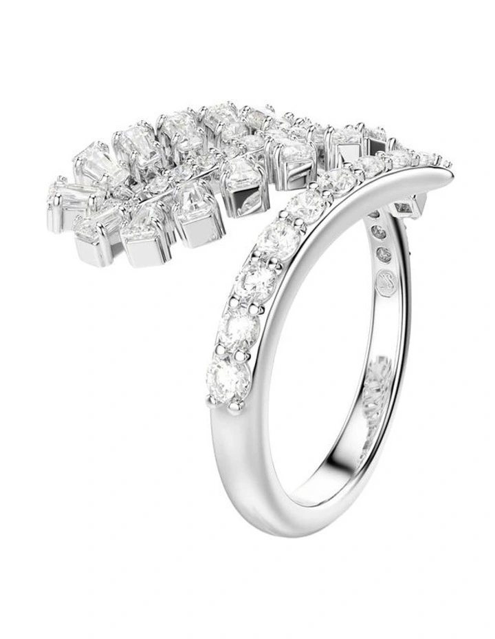 Vienna open ring Mixed cuts Feather Rhodium plated in White image 2