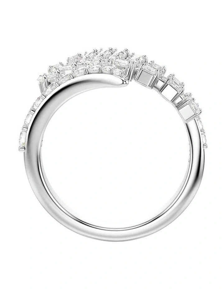 Vienna open ring Mixed cuts Feather Rhodium plated in White image 3